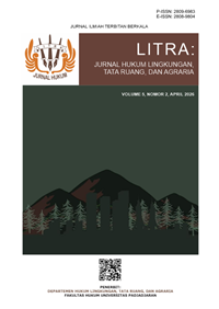 					Lihat Vol 5 No 2 (2026): LITRA Jurnal Hukum Lingkungan Tata Ruang dan Agraria, Volume 5, Nomor 2, April 2026
				